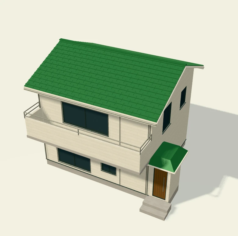 住宅模型で屋根塗装の場所を示した図
